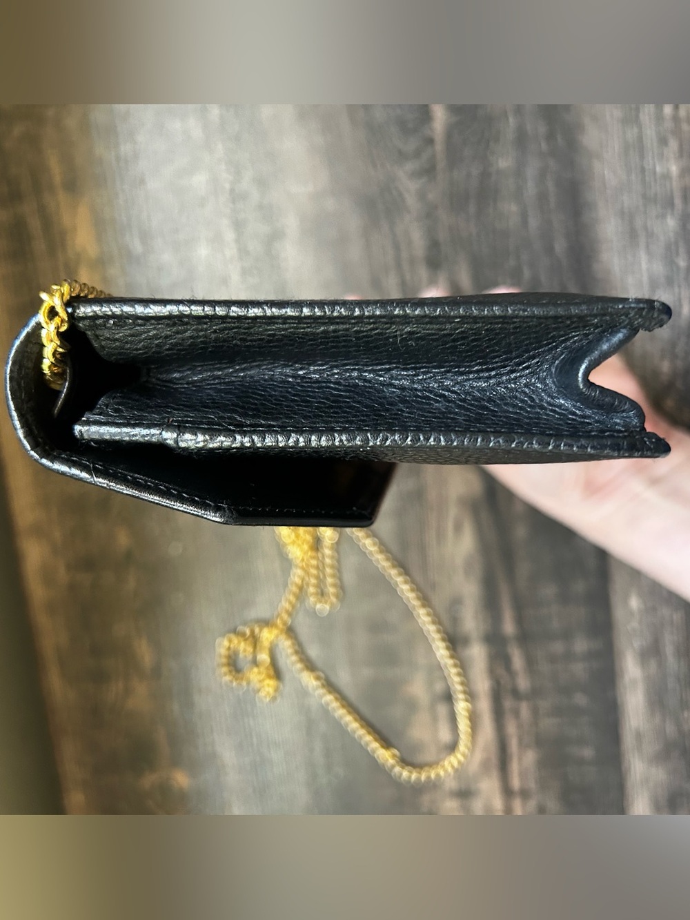 Authentic Vintage Christian Dior Black Leather Chain Clutch Envelope Mini Bag - Picture 3 of 12